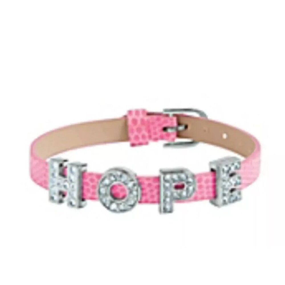 HOPE Faux Leather Adjustable HOPE Charm Slide Bracelet Breast Cancer Awareness